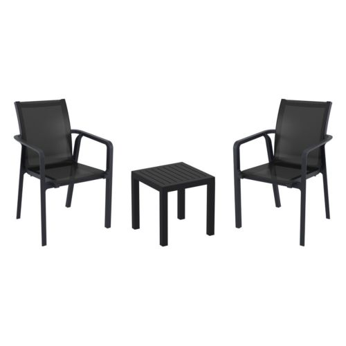 Pacific Balcony Set with Ocean Side Table Black S023066-BLA-BLA