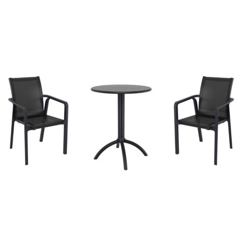 Pacific Bistro Set with Octopus 24" Round Table Black S023160-BLA-BLA