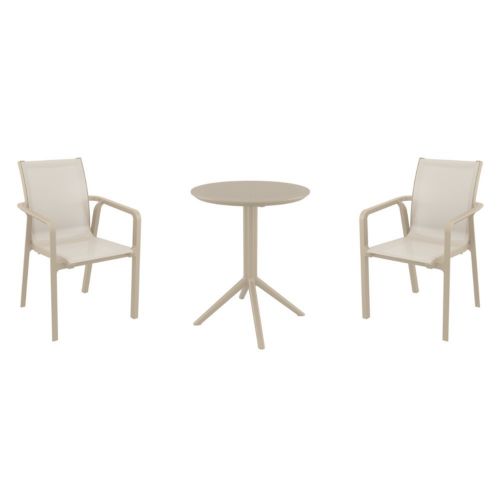 Pacific Bistro Set with Sky 24" Round Folding Table Taupe S023121-DVR-DVR