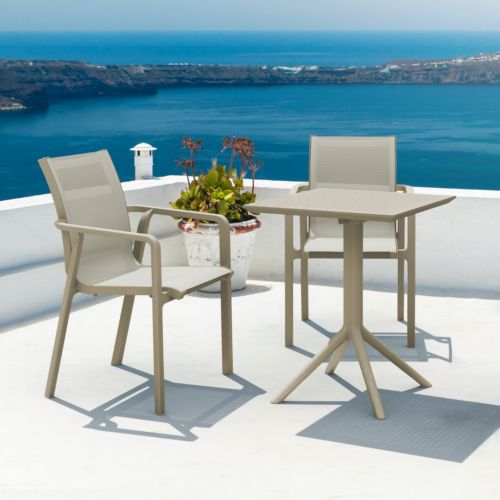 Pacific Bistro Set with Sky 24" Square Folding Table Taupe S023114-DVR-DVR