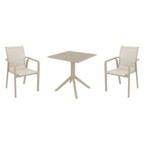 Pacific Dining Set with Sky 27" Square Table Taupe S023108-DVR-DVR