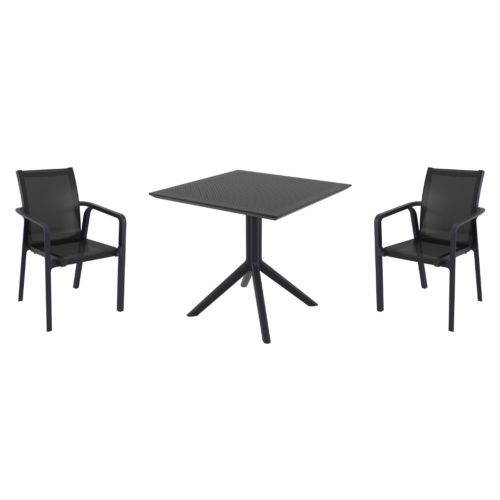 Pacific Dining Set with Sky 31" Square Table Black S023106-BLA-BLA