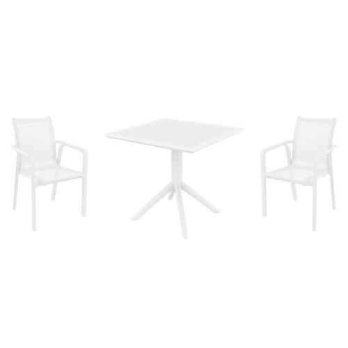 Pacific Dining Set with Sky 31" Square Table White S023106-WHI-WHI
