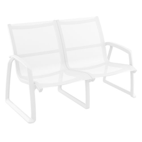 Pacific LoveSeat with Arms White Frame with White Sling ISP234-WHI-WHI