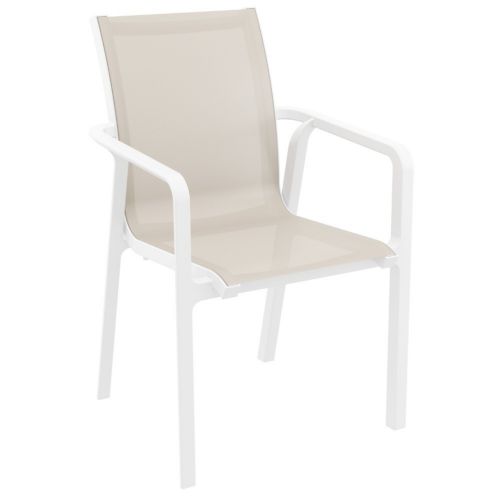 Pacific Sling Arm Chair White Frame Taupe Sling ISP023-WHI-DVR