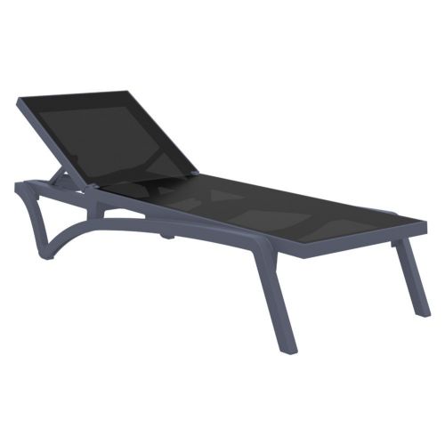 Pacific Stacking Sling Chaise Lounge Dark Gray - Black ISP089-DGR-BLA