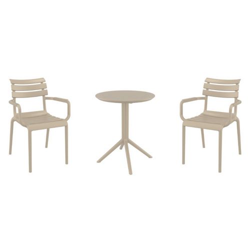 Paris Bistro Set with Sky 24" Round Folding Table Taupe S282121-DVR