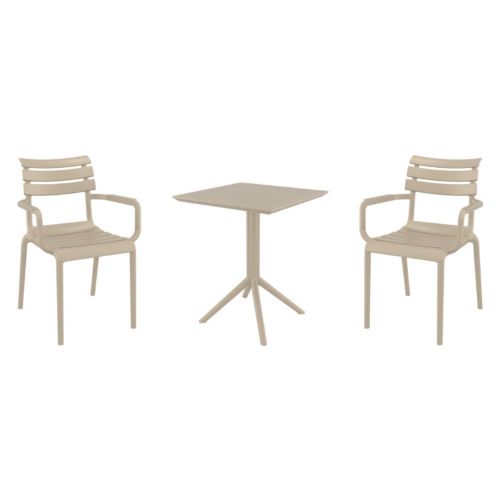 Paris Bistro Set with Sky 24" Square Folding Table Taupe S282114-DVR