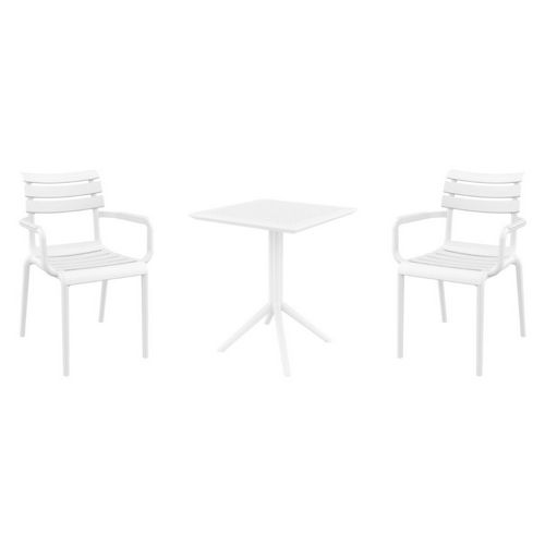 Paris Bistro Set with Sky 24" Square Folding Table White S282114-WHI