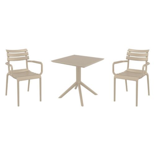Paris Dining Set with Sky 27" Square Table Taupe S282108-DVR