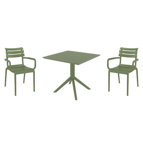 Paris Dining Set with Sky 31" Square Table Olive Green S282106-OLG