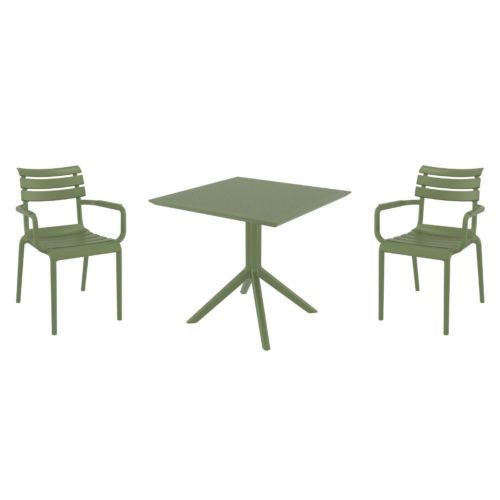 Paris Dining Set with Sky 31" Square Table Olive Green S282106-OLG
