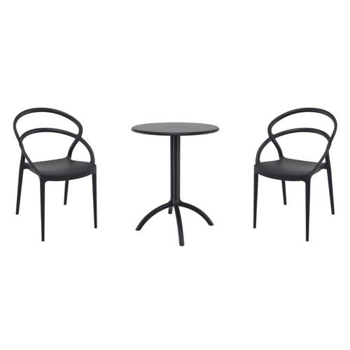 Pia Bistro Set with Octopus 24" Round Table Black S086160-BLA