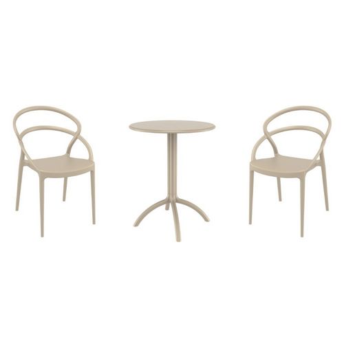 Pia Bistro Set with Octopus 24" Round Table Taupe S086160-DVR