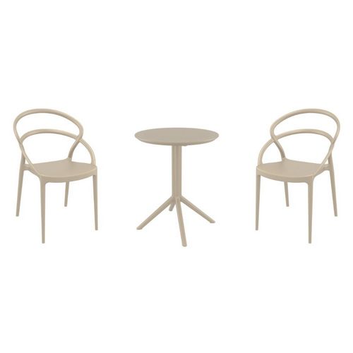 Pia Bistro Set with Sky 24" Round Folding Table Taupe S086121-DVR
