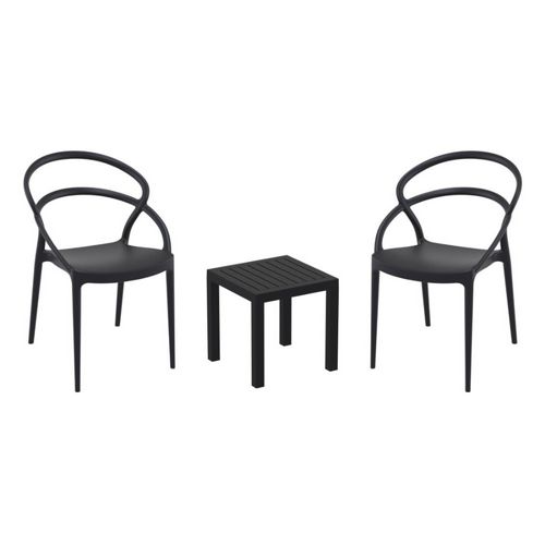Pia Conversation Set with Ocean Side Table Black S086066-BLA