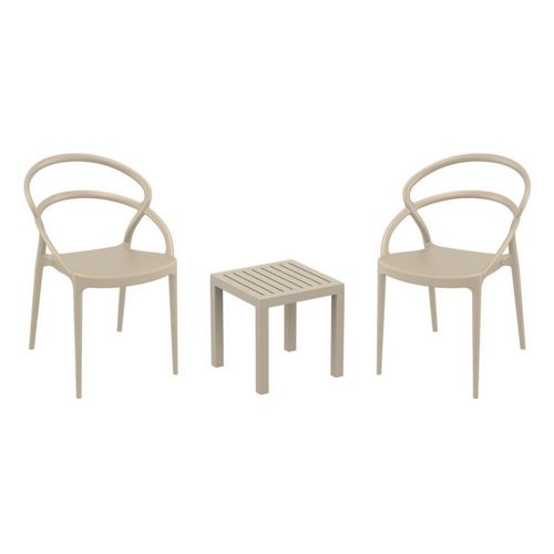 Pia Conversation Set with Ocean Side Table Taupe S086066-DVR
