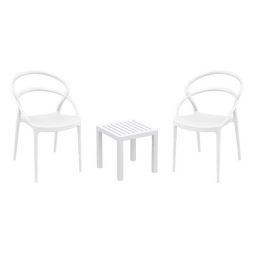 Pia Conversation Set with Ocean Side Table White S086066-WHI