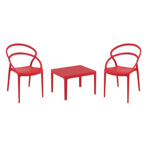 Pia Conversation Set with Sky 24" Side Table Red S086109-RED