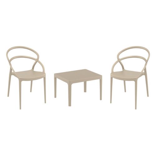 Pia Conversation Set with Sky 24" Side Table Taupe S086109-DVR
