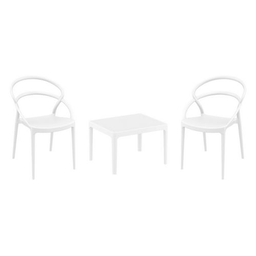Pia Conversation Set with Sky 24" Side Table White S086109-WHI