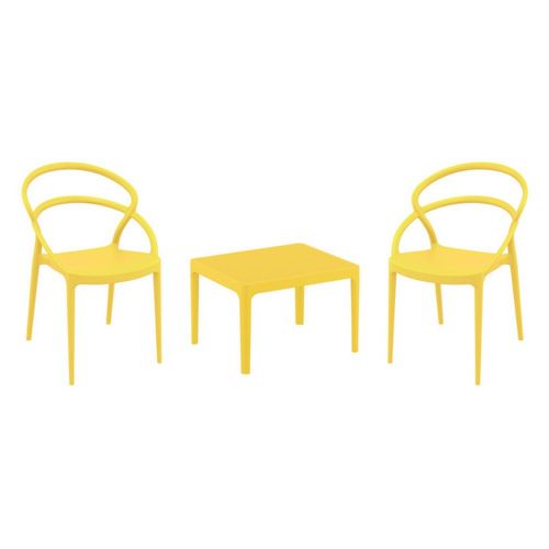 Pia Conversation Set with Sky 24" Side Table Yellow S086109-YEL