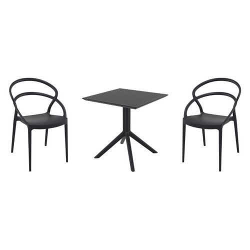 Pia Dining Set with Sky 27" Square Table Black S086108-BLA