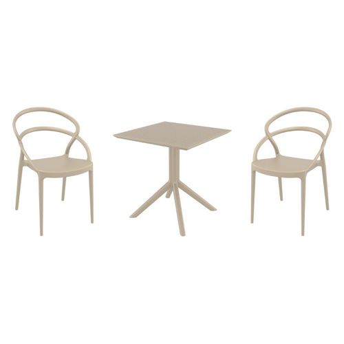 Pia Dining Set with Sky 27" Square Table Taupe S086108-DVR