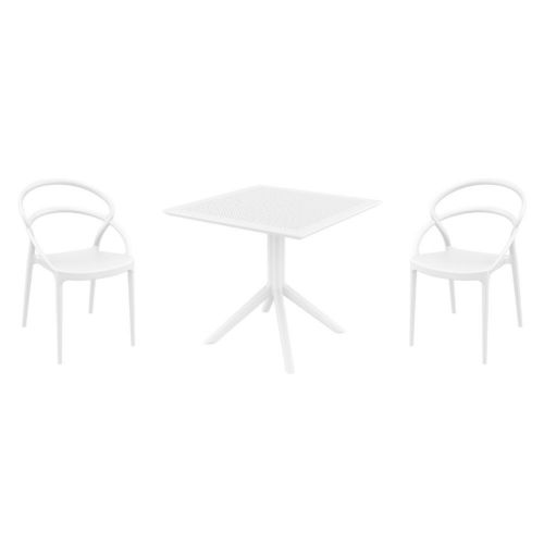 Pia Dining Set with Sky 31" Square Table White ISP1067S-WHI