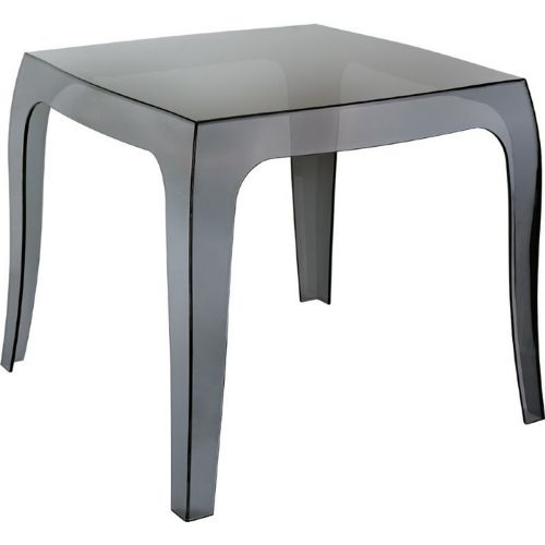 Queen Polycarbonate Square Side Table Transparent Black ISP065-TBLA