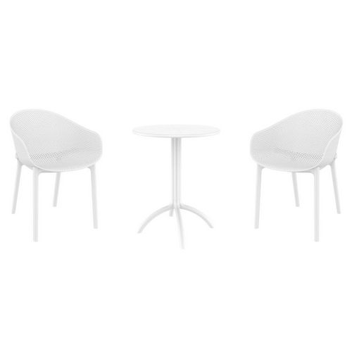 Sky Bistro Set with Octopus 24" Round Table White S102160-WHI