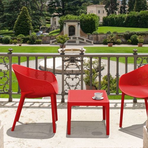 Sky Conversation Set with Sky 24" Side Table Red S102109-RED