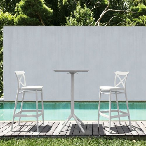 Sky Cross Square Patio Bar Set with 2 Barstools White ISP1165S-WHI