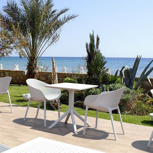 Sky Dining Set with Sky 27" Square Table White S102108-WHI