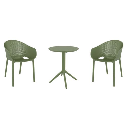 Sky Pro Bistro Set with Sky 24" Round Folding Table Olive Green S151121-OLG