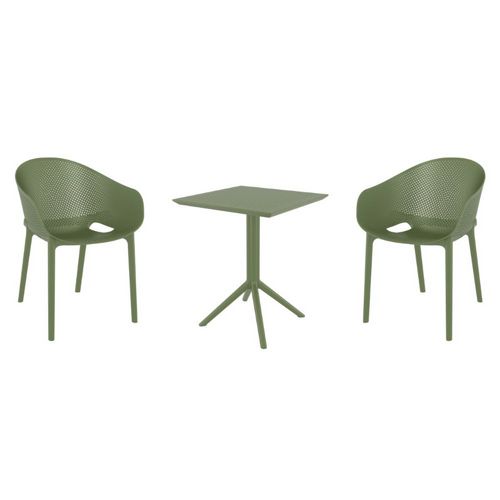 Sky Pro Bistro Set with Sky 24" Square Folding Table Olive Green S151114-OLG
