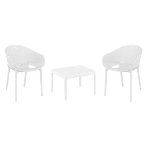 Sky Pro Conversation Set with Sky 24" Side Table White S151109-WHI