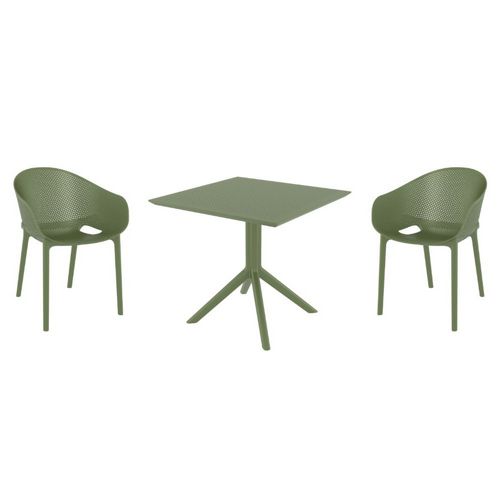 Sky Pro Dining Set with Sky 31" Square Table Olive Green S151106-OLG