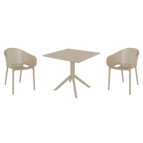 Sky Pro Dining Set with Sky 31" Square Table Taupe S151106-DVR