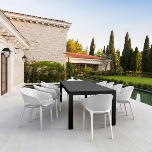 Sky Pro Extendable Dining Set 11 Piece Black - White ISP7641S-BLA-WHI