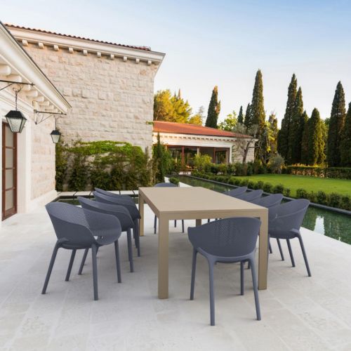 Sky Pro Extendable Dining Set 11 Piece Taupe - Dark Gray ISP7641S-DVR-DGR