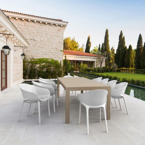 Sky Pro Extendable Dining Set 11 Piece Taupe - White ISP7641S-DVR-WHI