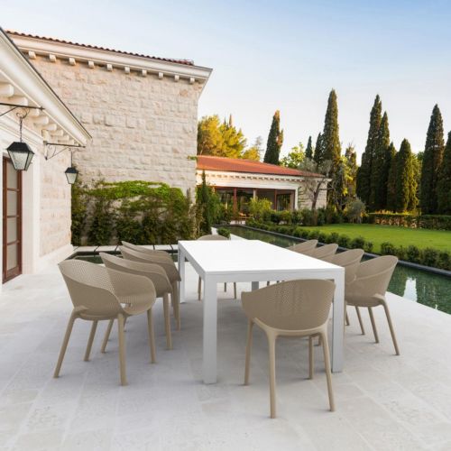 Sky Pro Extendable Dining Set 11 Piece White - Taupe ISP7641S-WHI-DVR