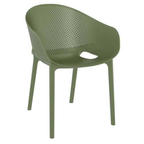 Sky Pro Stacking Outdoor Dining Chair Olive Green ISP151-OLG