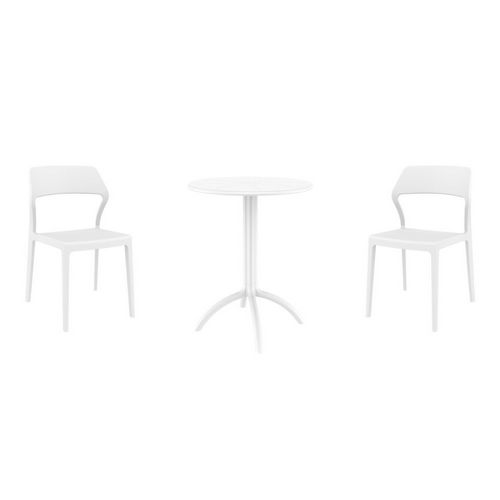 Snow Bistro Set with Octopus 24" Round Table White S092160-WHI