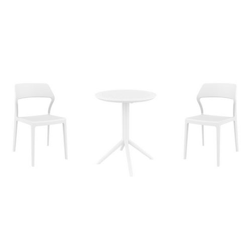 Snow Bistro Set with Sky 24" Round Folding Table White S092121-WHI