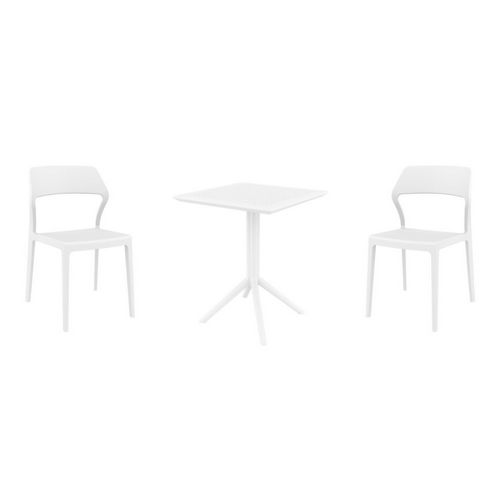 Snow Bistro Set with Sky 24" Square Folding Table White S092114-WHI