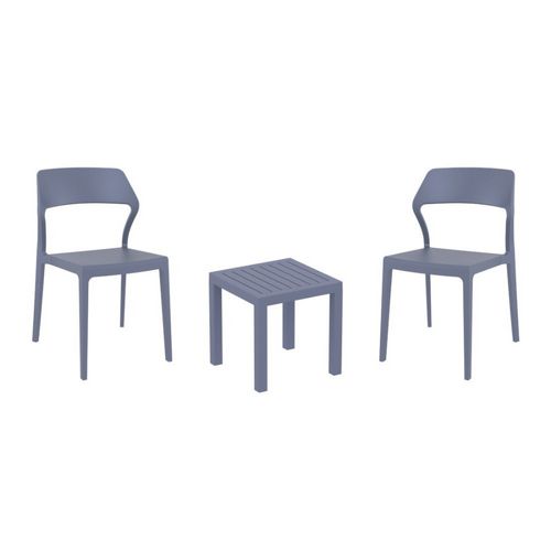 Snow Conversation Set with Ocean Side Table Dark Gray S092066-DGR