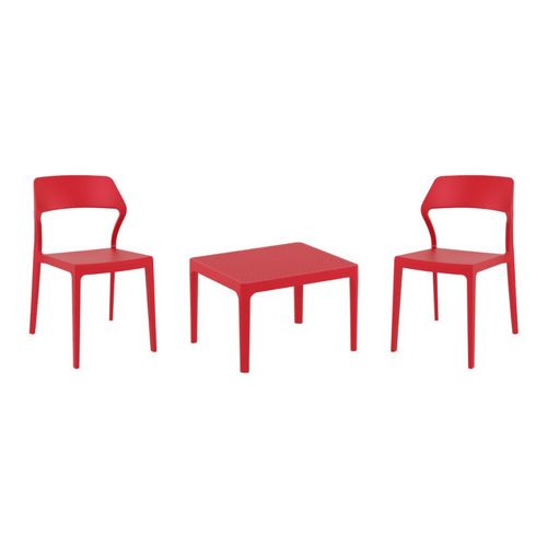 Snow Conversation Set with Sky 24" Side Table Red S092109-RED