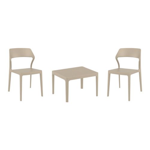 Snow Conversation Set with Sky 24" Side Table Taupe S092109-DVR